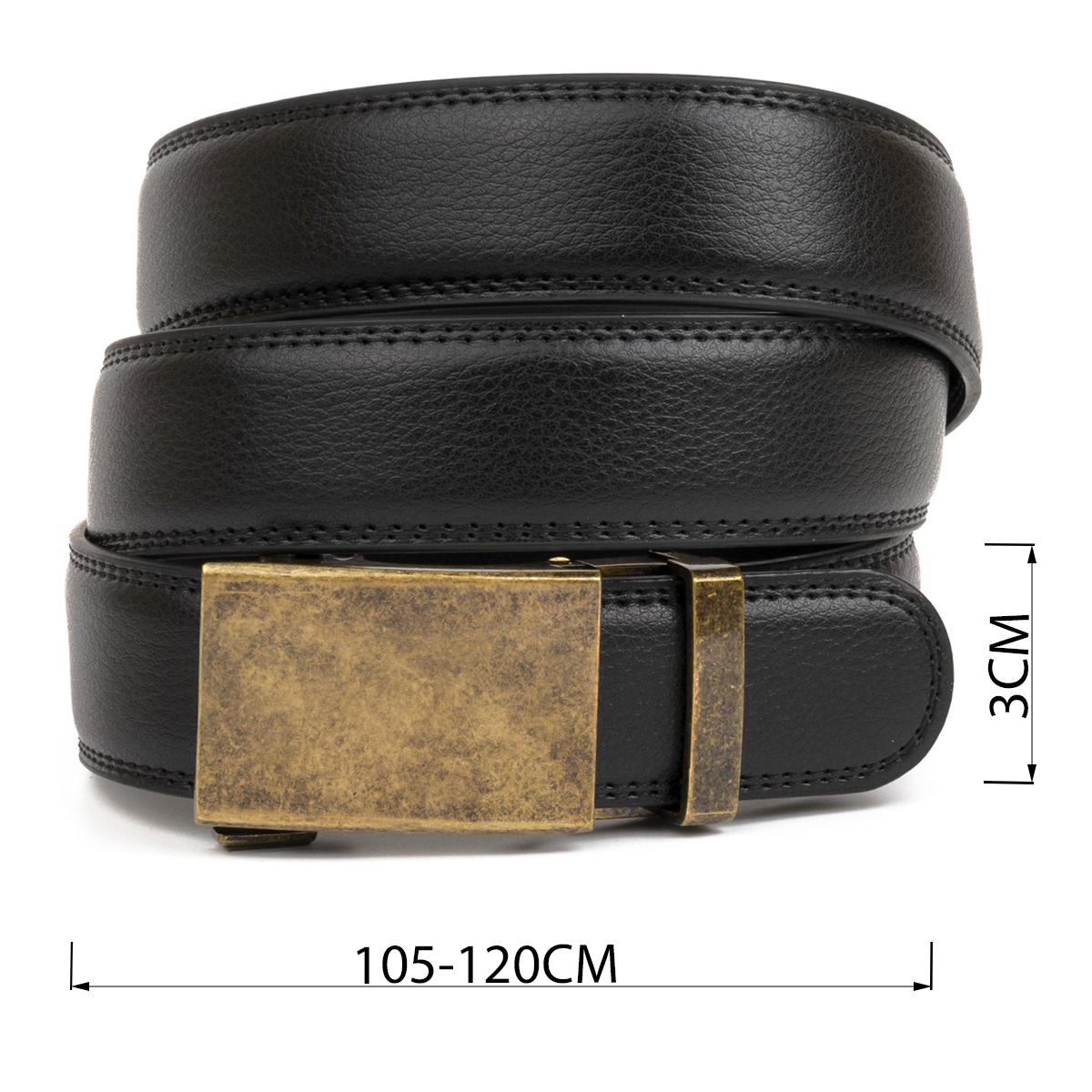  Ремень мужской c латунной пряжкой Vintage Черный