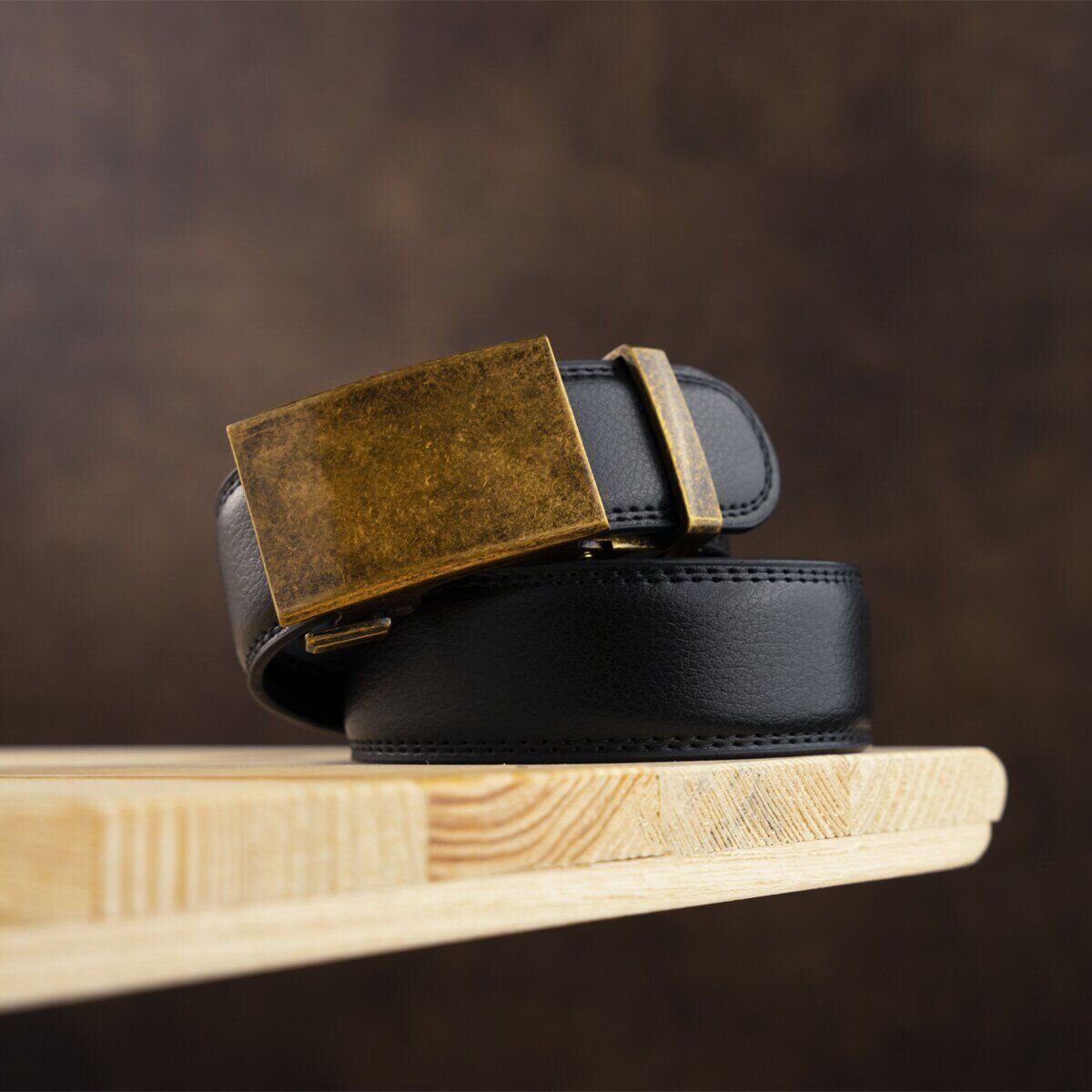  Ремень мужской c латунной пряжкой Vintage Черный