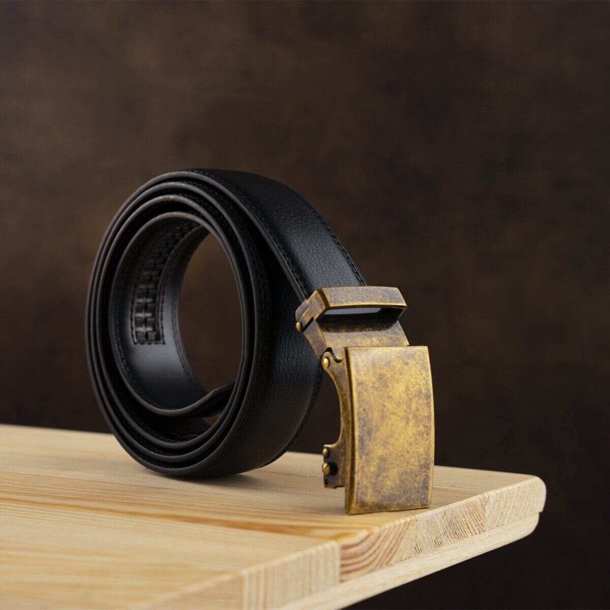  Ремень мужской c латунной пряжкой Vintage Черный