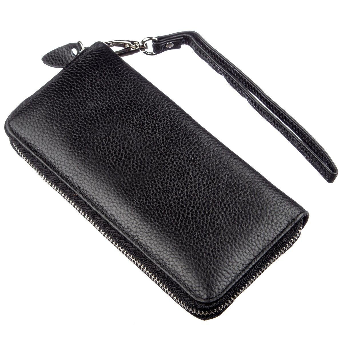 Шкіряний жіночий клатч на блискавки ST Leather Чорний