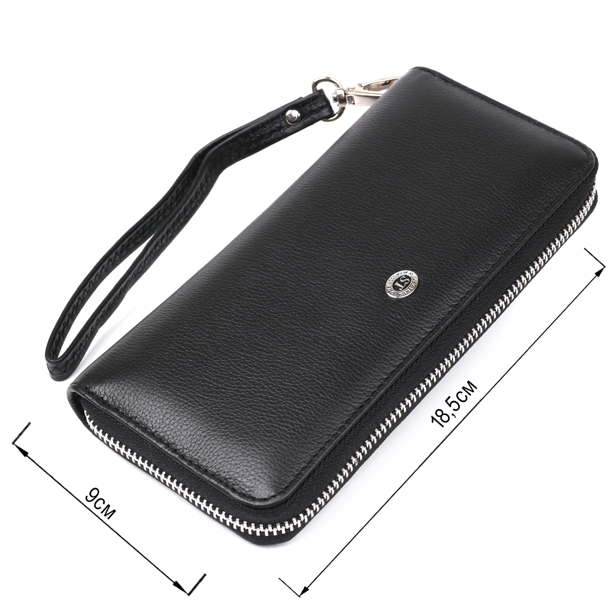 Шкіряний жіночий клатч на блискавки ST Leather Чорний