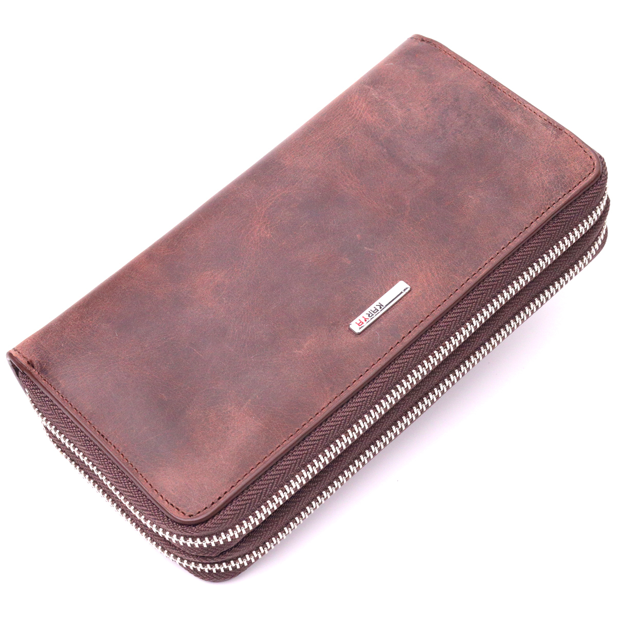 Чудовий чоловічий клатч із вінтажної натуральної шкіри KARYA Коричневий