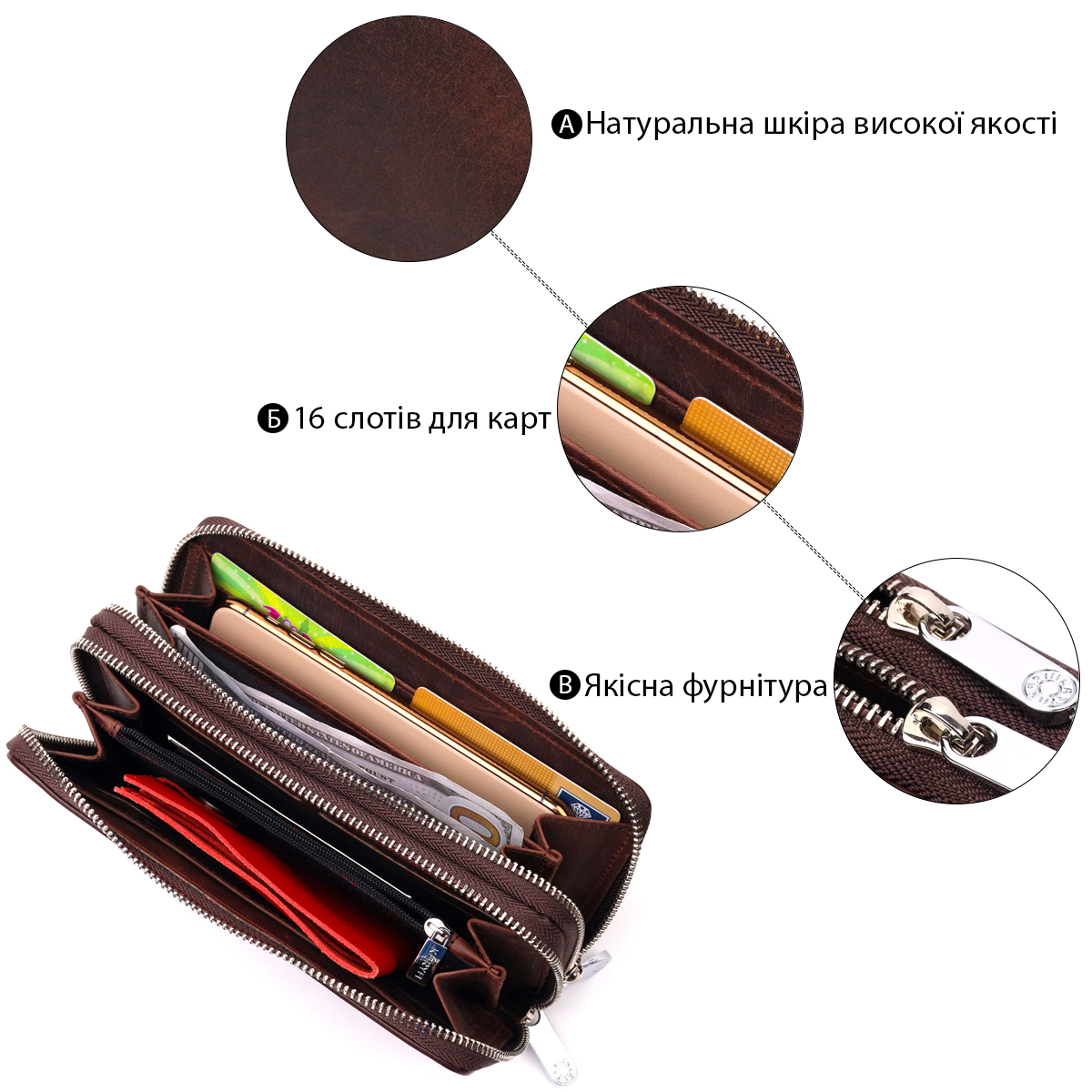 Чудовий чоловічий клатч із вінтажної натуральної шкіри KARYA Коричневий