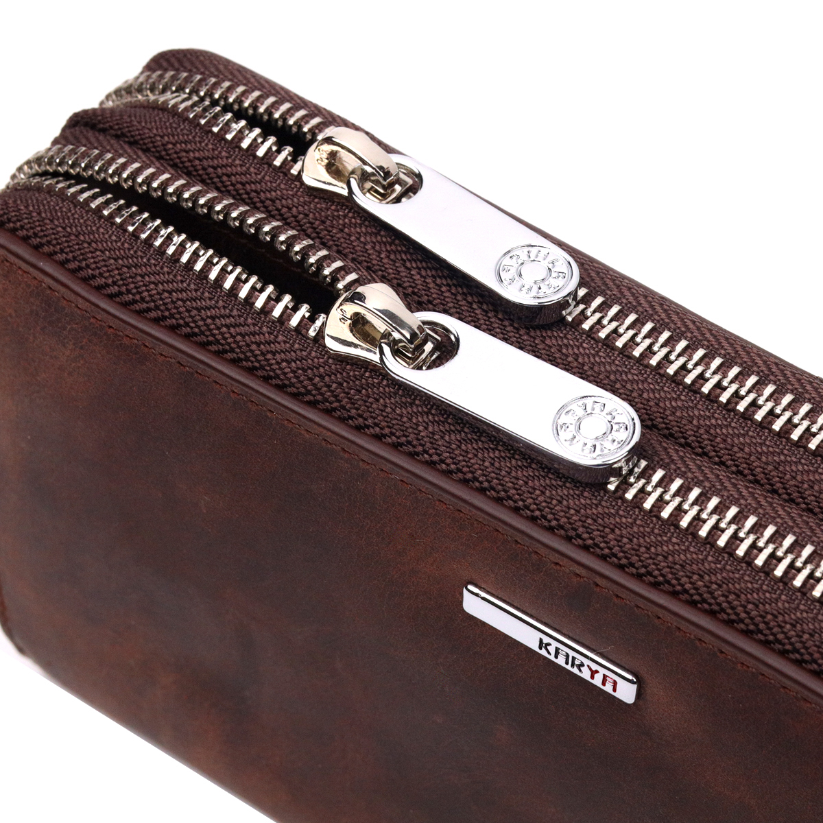 Чудовий чоловічий клатч із вінтажної натуральної шкіри KARYA Коричневий