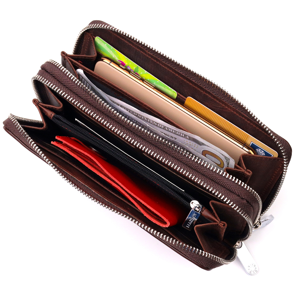 Чудовий чоловічий клатч із вінтажної натуральної шкіри KARYA Коричневий