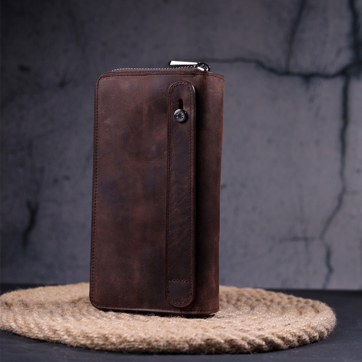 Чудовий чоловічий клатч із вінтажної натуральної шкіри KARYA Коричневий