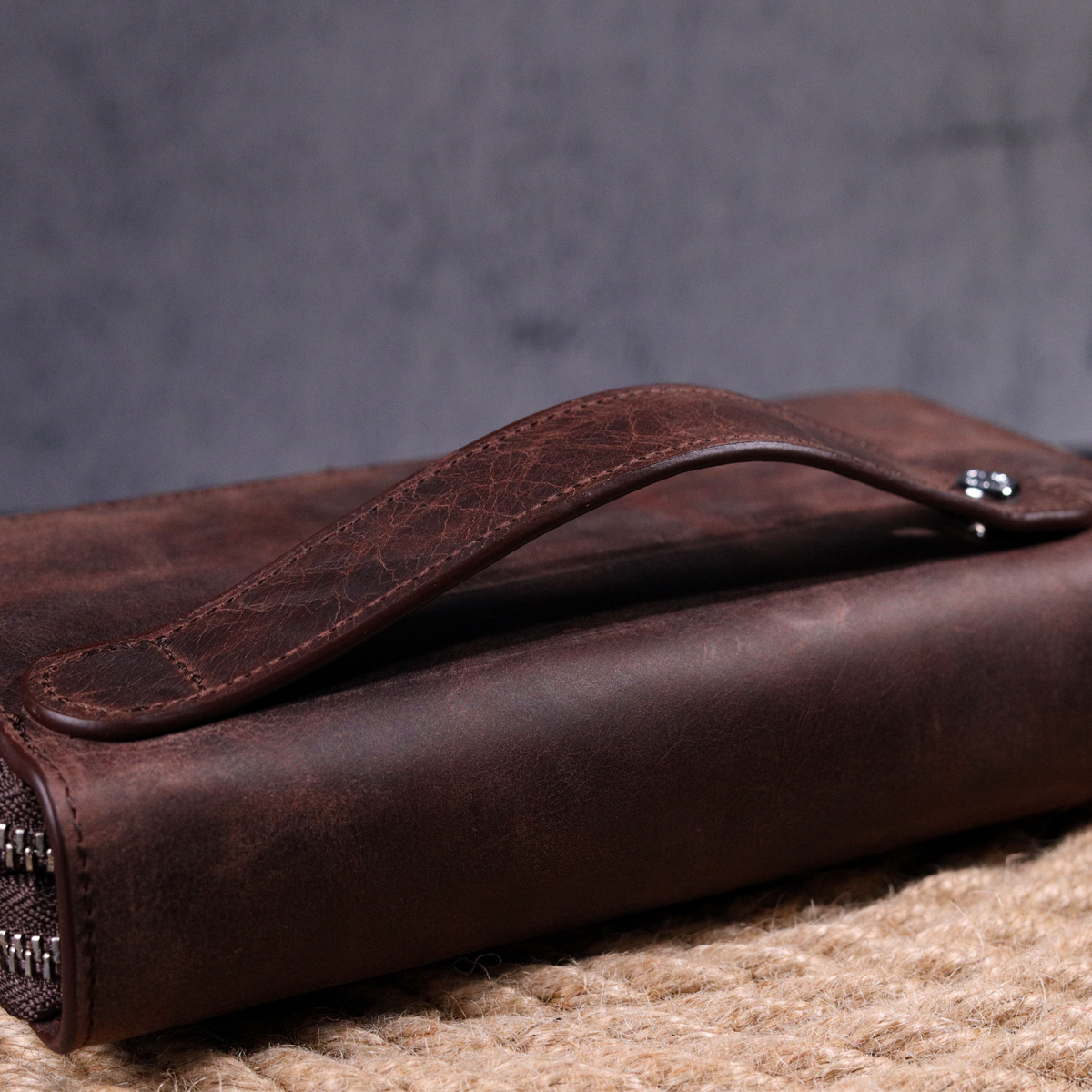 Чудовий чоловічий клатч із вінтажної натуральної шкіри KARYA Коричневий