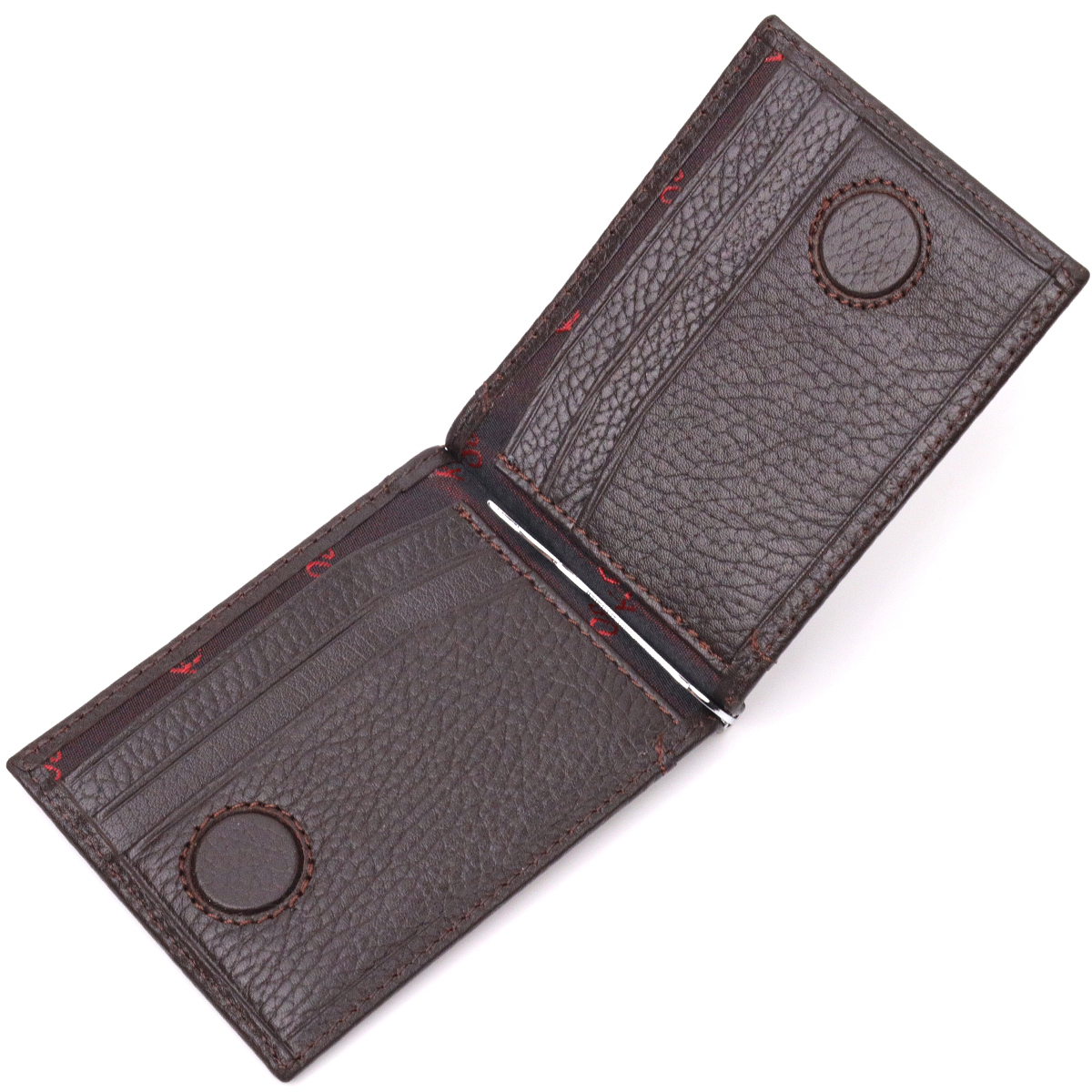 Отличный зажим для денег из натуральной кожи KARYA Коричневый