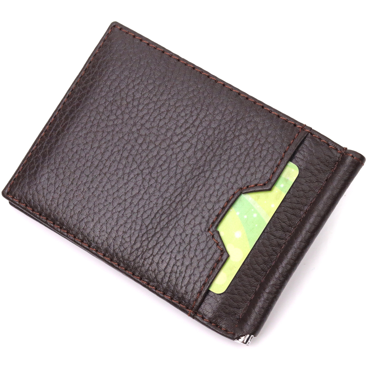 Отличный зажим для денег из натуральной кожи KARYA Коричневый