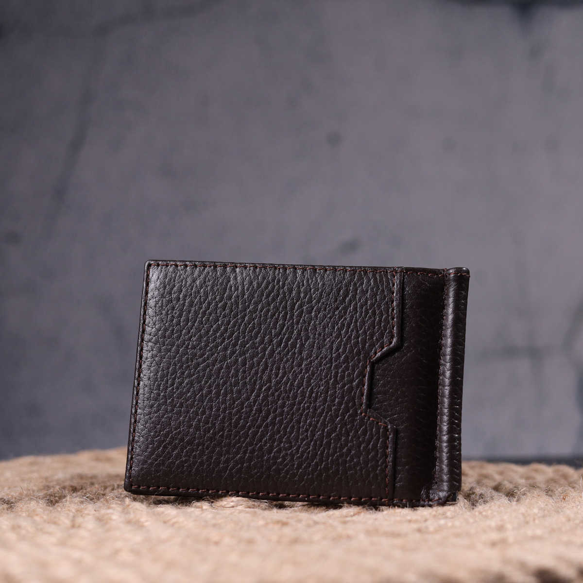 Отличный зажим для денег из натуральной кожи KARYA Коричневый