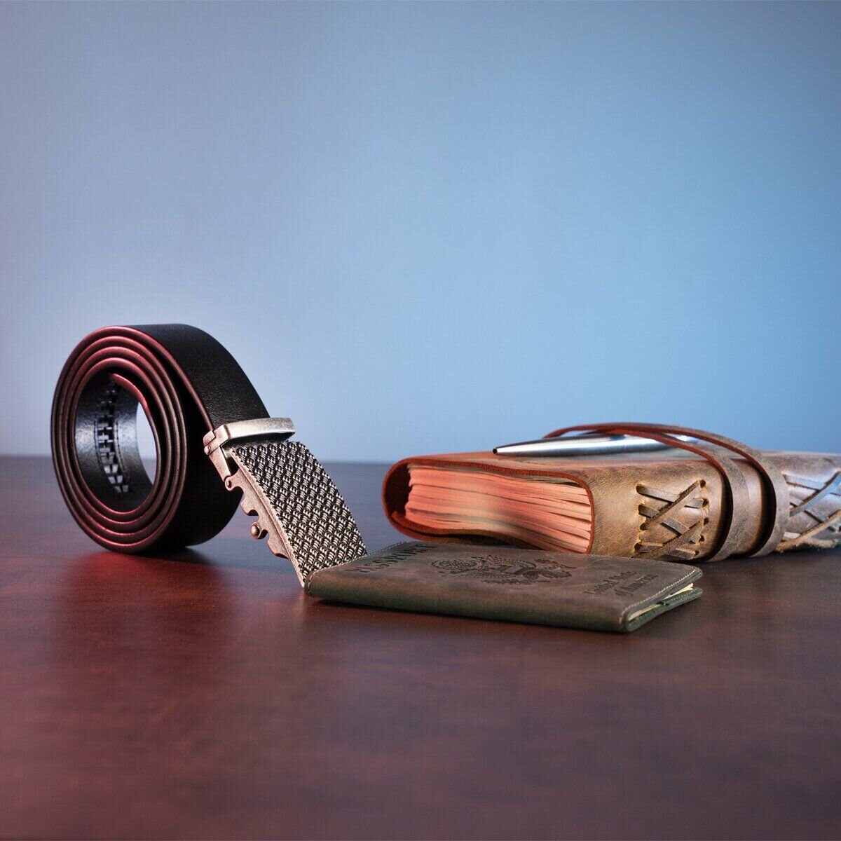 Оригінальний чоловічий ремінь з автоматичною пряжкою Vintage Чорний