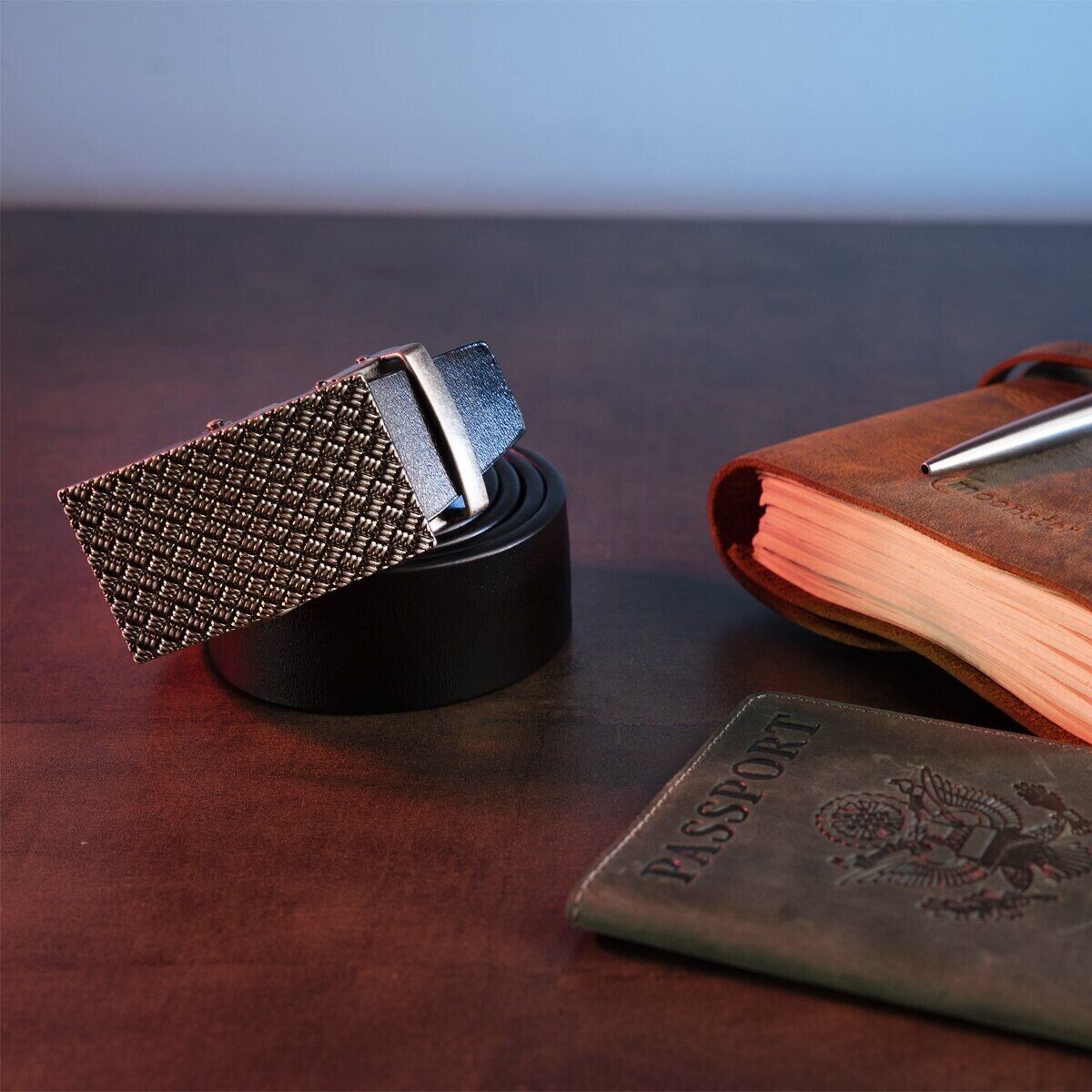 Оригінальний чоловічий ремінь з автоматичною пряжкою Vintage Чорний