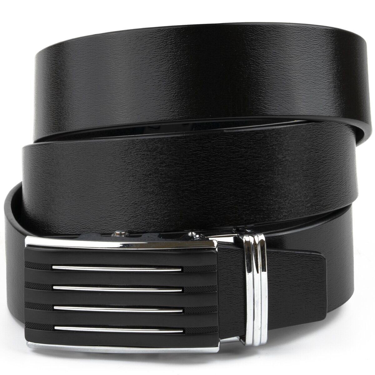 Ремінь чоловічий з автоматичною пряжкою смужка Vintage Чорний