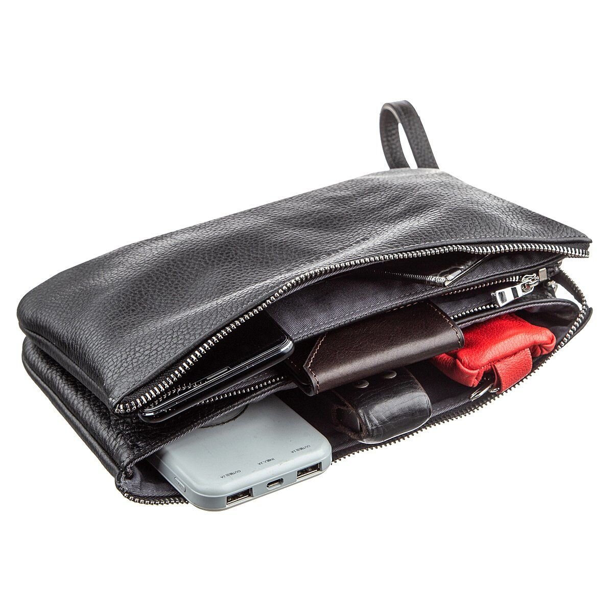 Барсетка чоловіча GRANDE PELLE шкіряна Чорна флотар