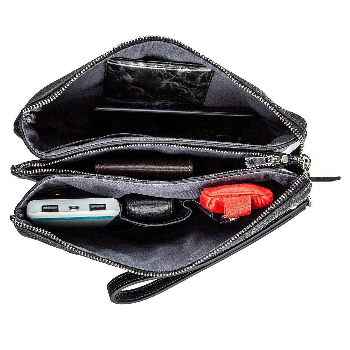 Барсетка чоловіча GRANDE PELLE шкіряна Чорна флотар