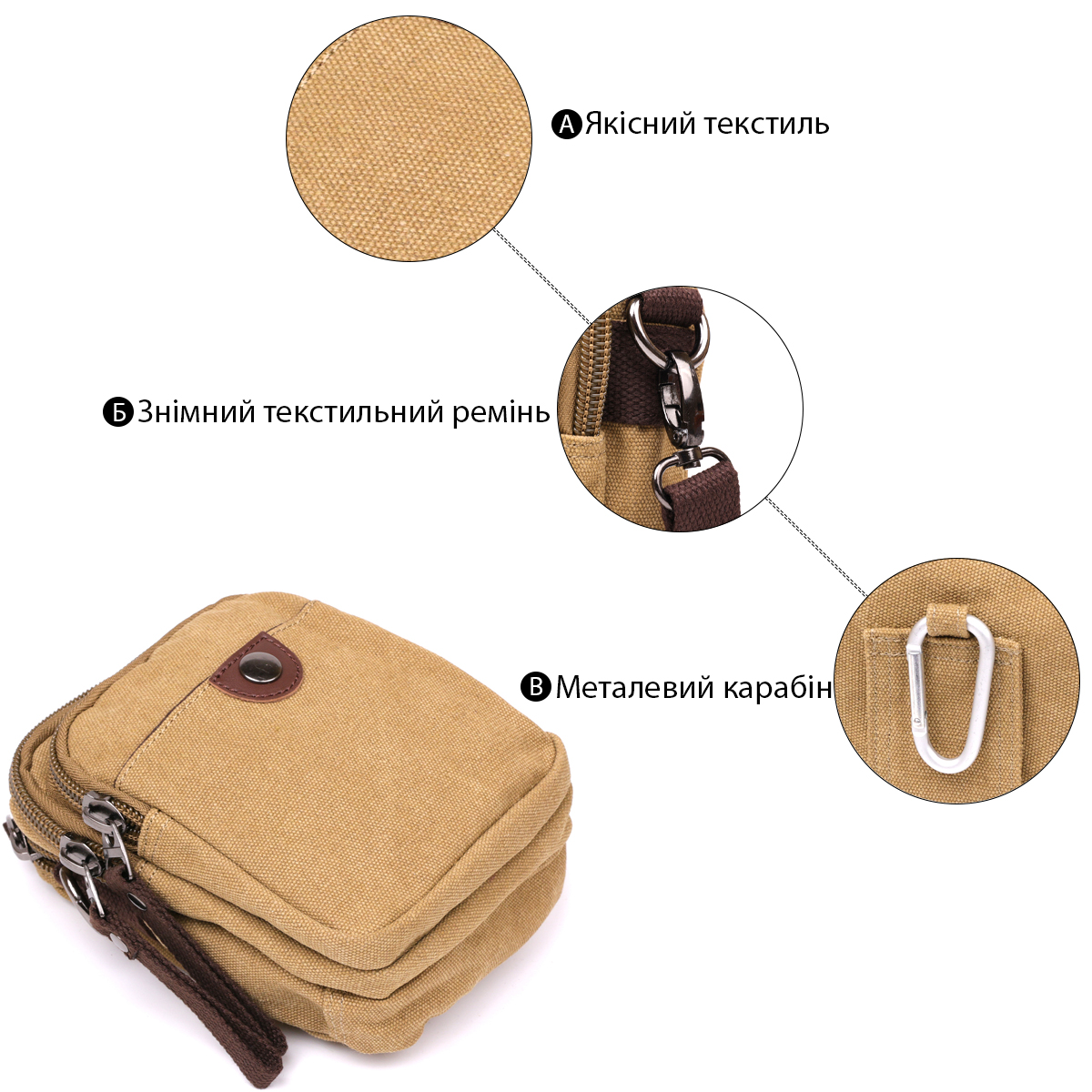 Барсетка текстильна Vintage Хакі