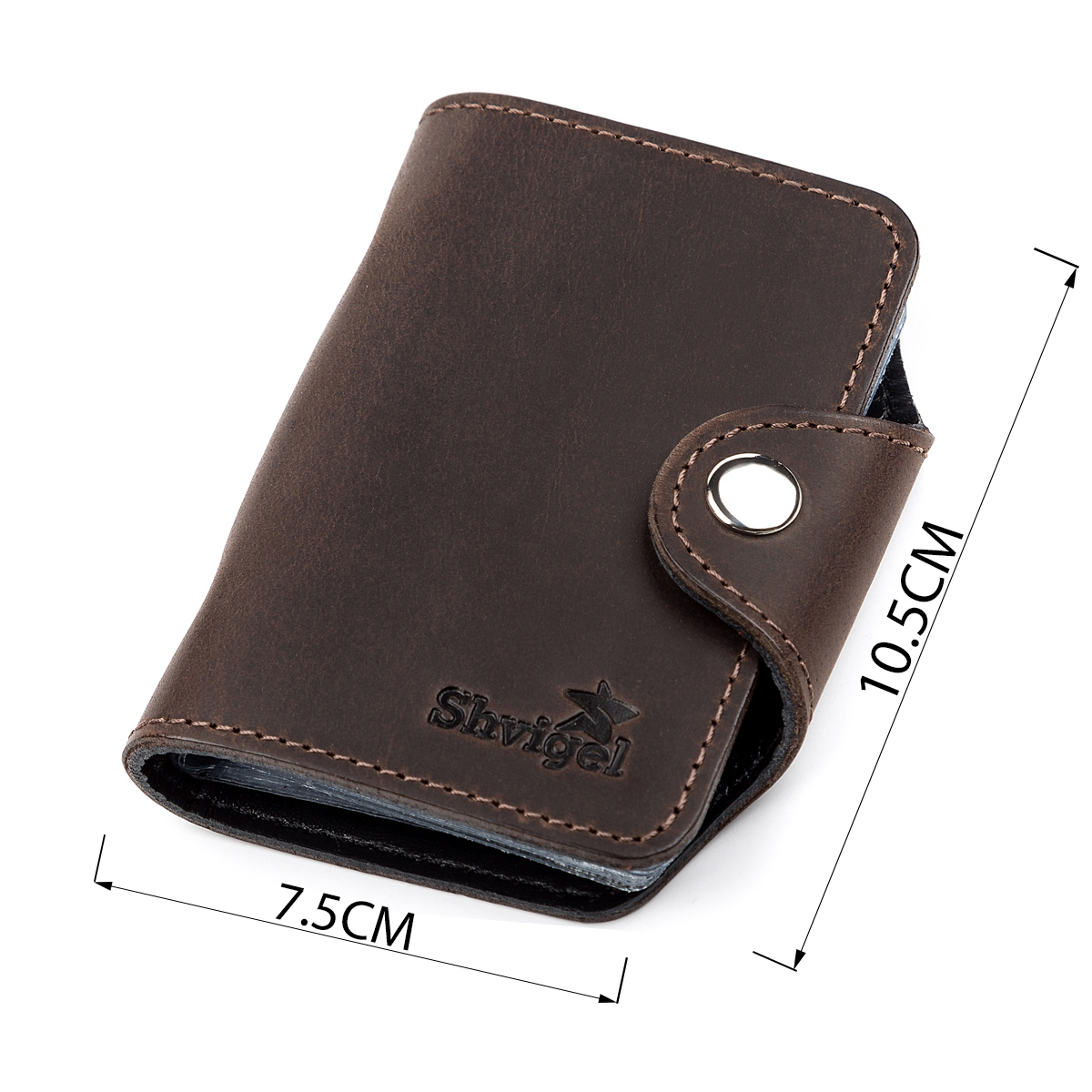 Візитниця вертикальна Shvigel шкіряна Коричнева