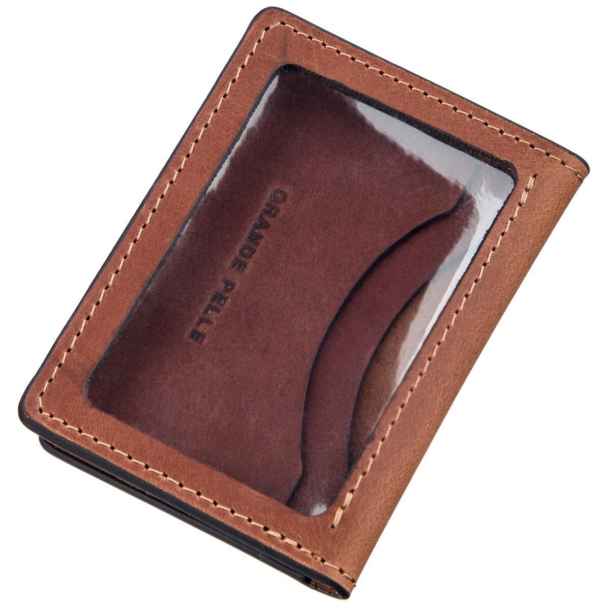 Обкладинка для водійських прав гладка шкіра GRANDE PELLE Коричнева