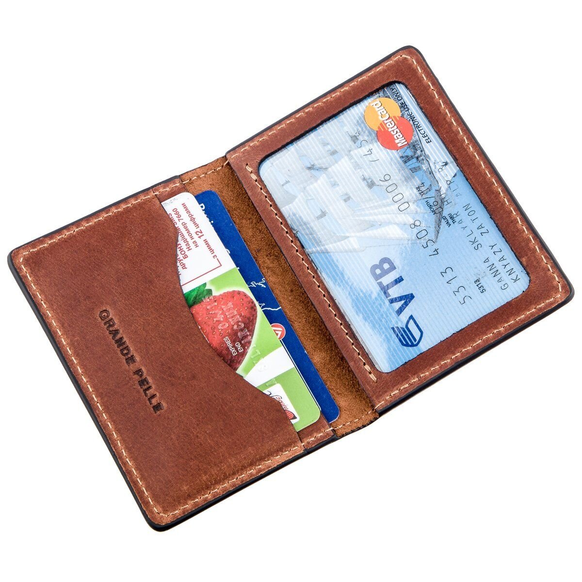 Обкладинка для водійських прав гладка шкіра GRANDE PELLE Коричнева