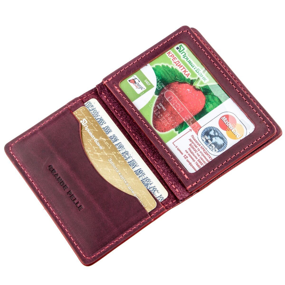 Обкладинка для водійських прав шкіряна GRANDE PELLE Бордова