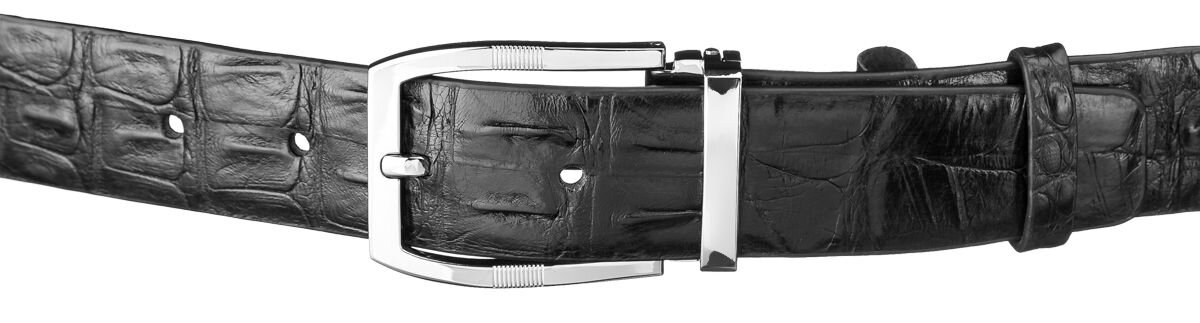 Ремень мужской CROCODILE LEATHER из натуральной кожи крокодила Черный