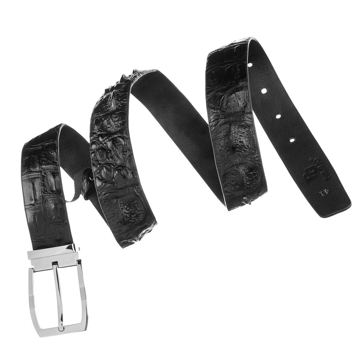 Ремень мужской CROCODILE LEATHER из натуральной кожи крокодила Черный