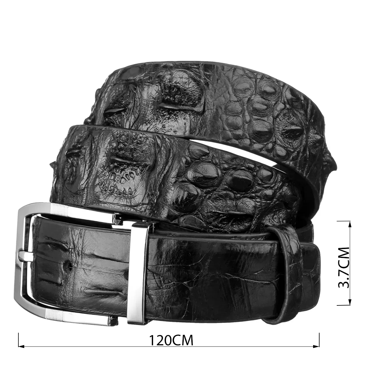 Ремень мужской CROCODILE LEATHER из натуральной кожи крокодила Черный
