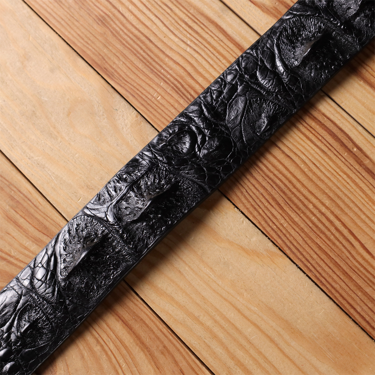 Ремень мужской CROCODILE LEATHER из натуральной кожи крокодила Черный