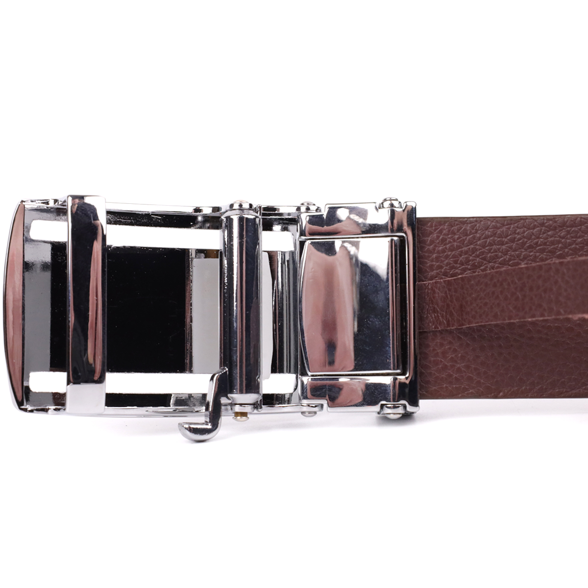 Ремінь-автомат CROCODILE LEATHER з натуральної шкіри крокодила Коричневий