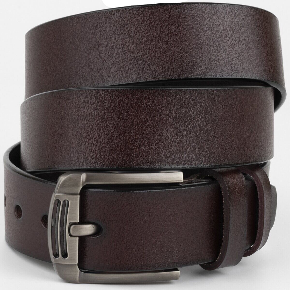 Ремінь чоловічий з затемненою пряжкою механіка Vintage Коричневий