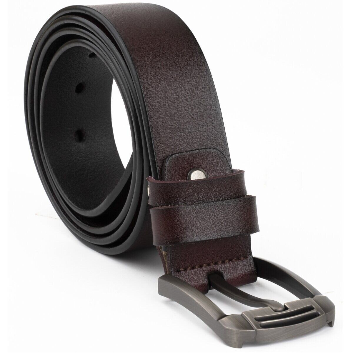 Ремінь чоловічий з затемненою пряжкою механіка Vintage Коричневий