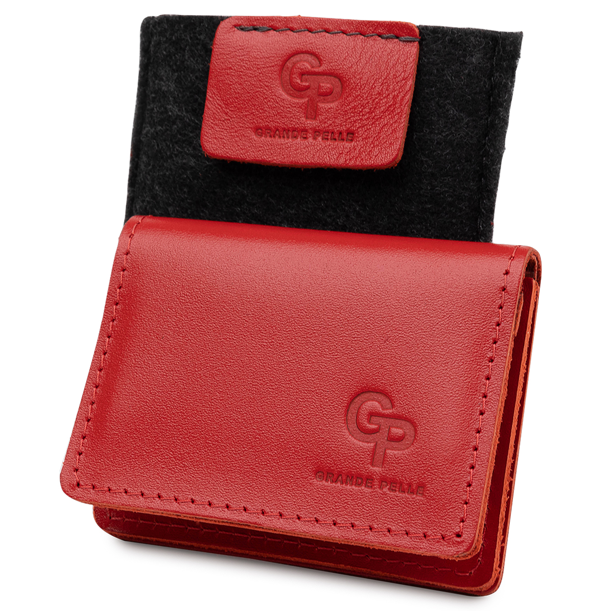 Шкіряна жіноча обкладинка для автодокументів GRANDE PELLE Червоний
