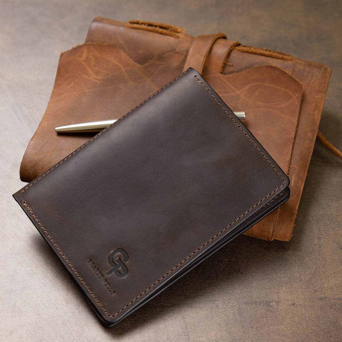 Кожаная винтажная обложка для документов GRANDE PELLE Коричневый