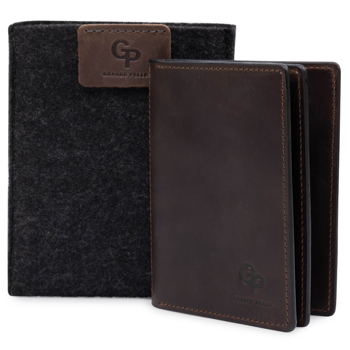 Кожаная винтажная обложка для документов GRANDE PELLE Коричневый