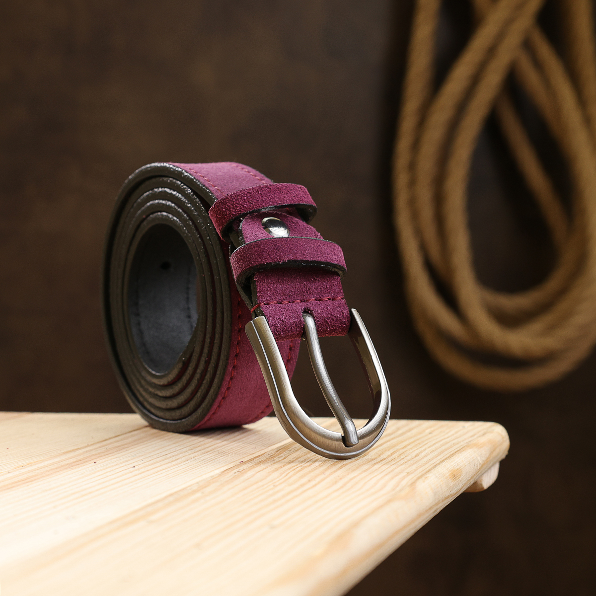 Превосходный замшевый женский ремень Vintage Фиолетовый