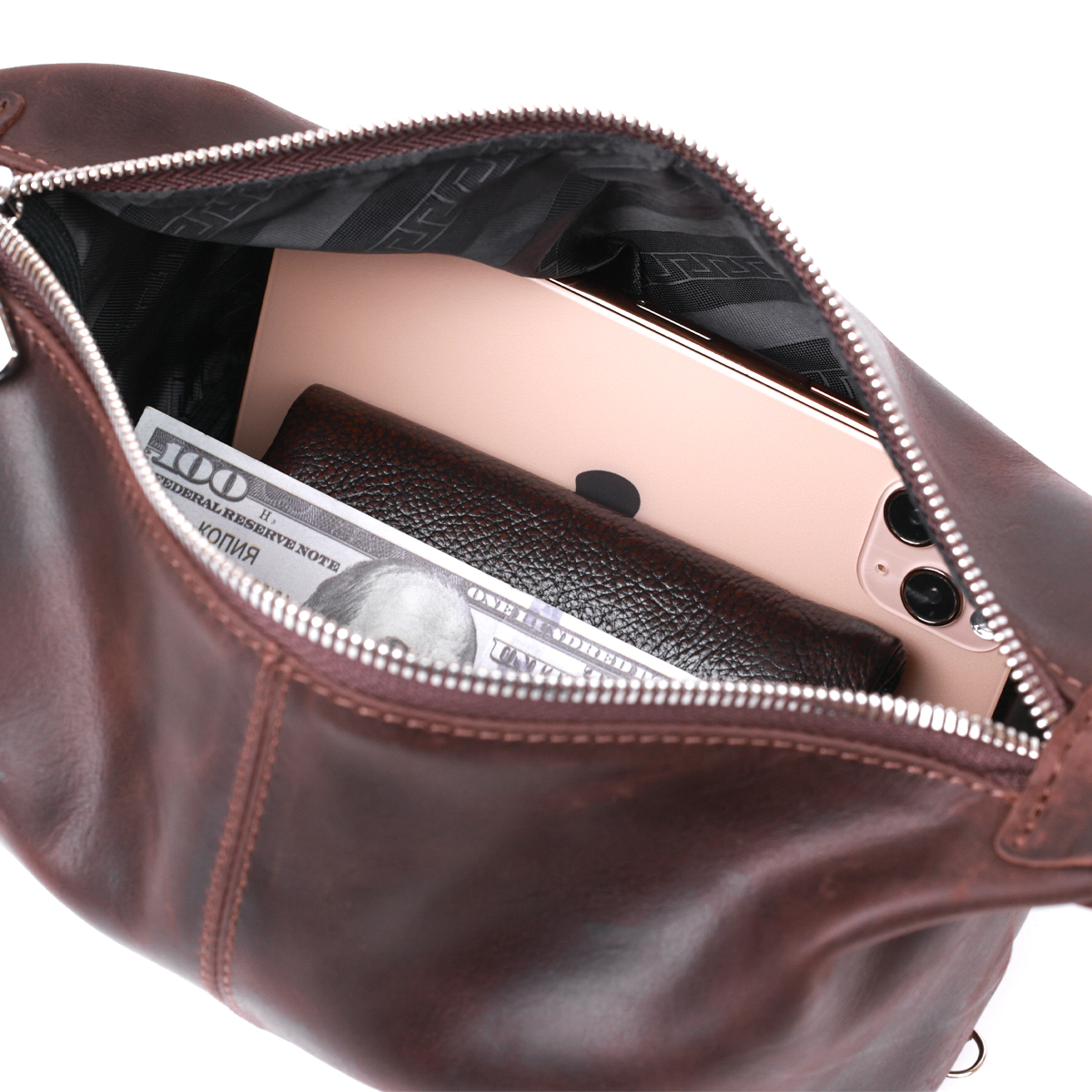 Шкіряна вінтажна косметичка Shvigel Коричневий