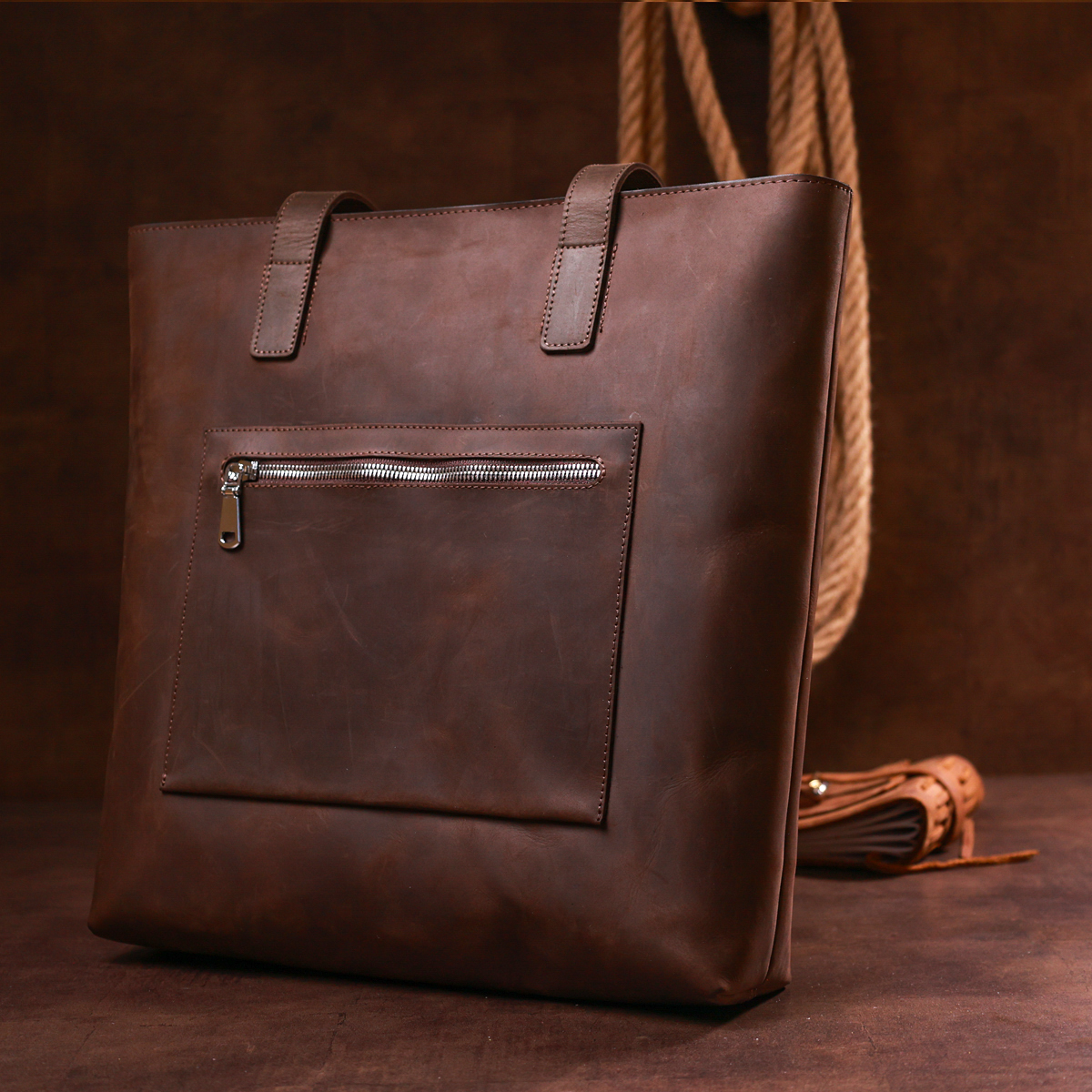 Вінтажна жіноча сумка-шоппер Shvigel Коричневий