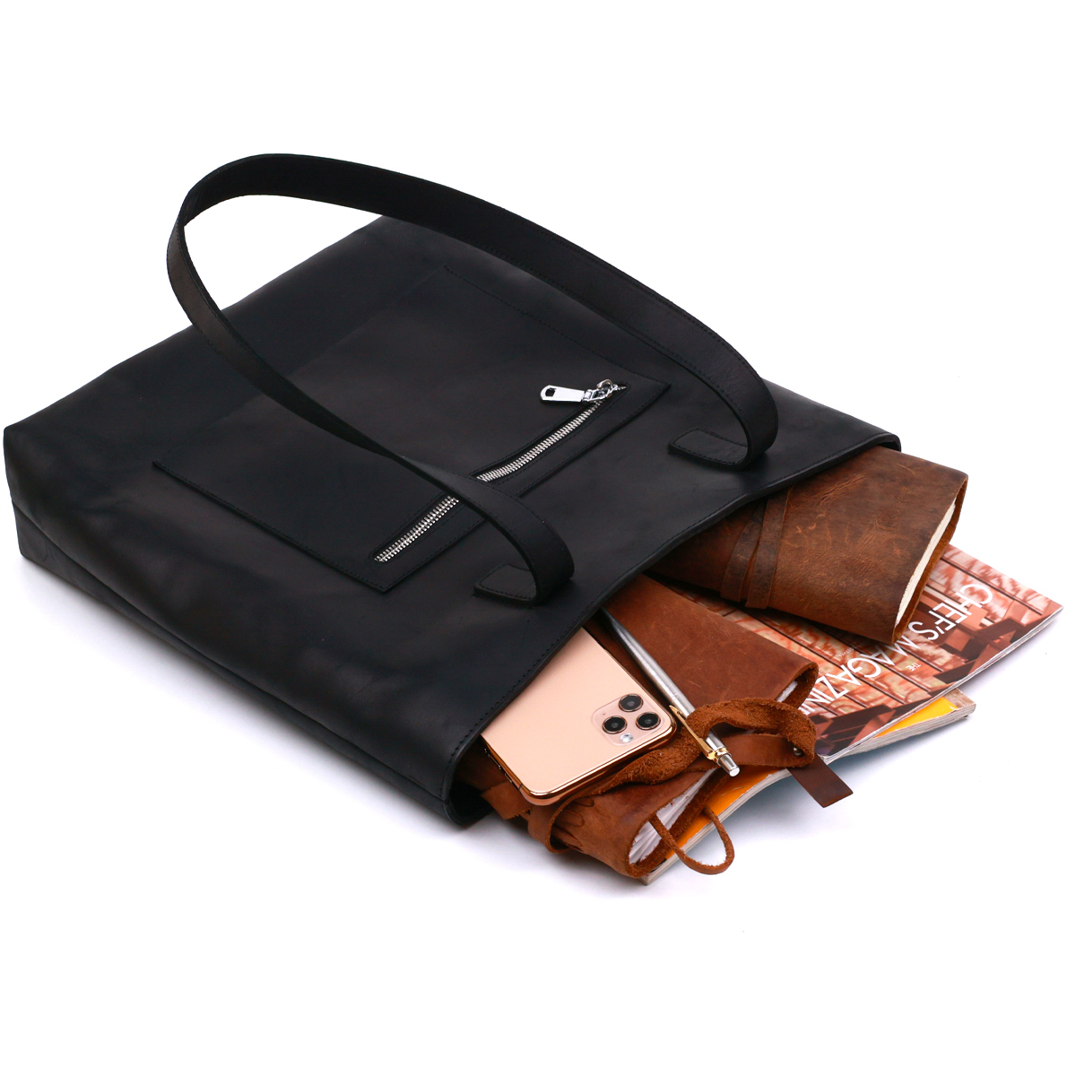 Винтажная кожаная женская сумка Shvigel Черный