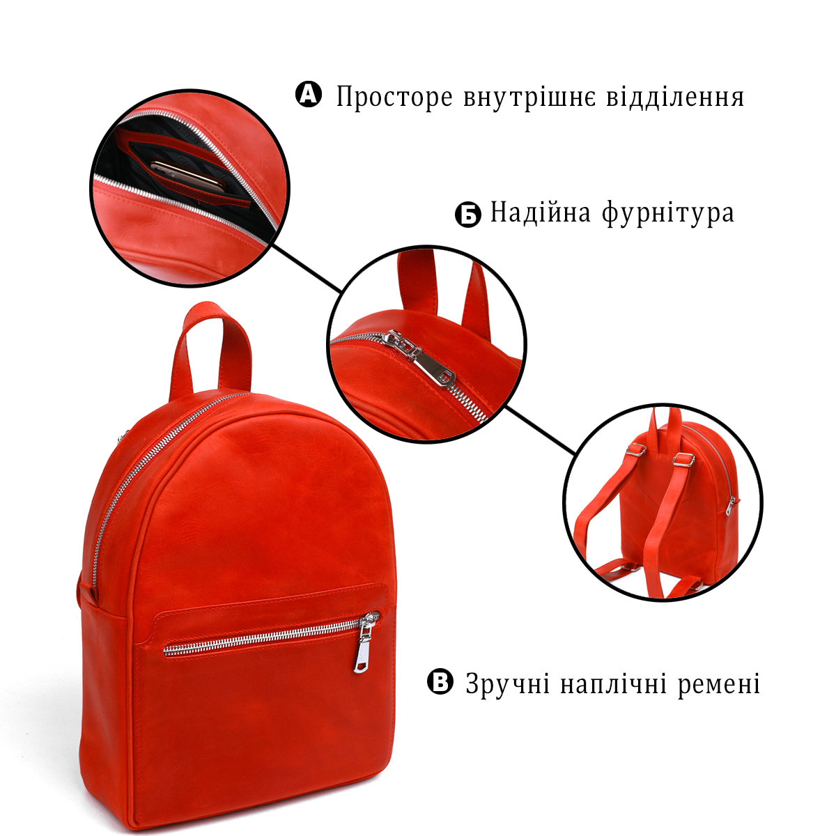 Вінтажний компактний жіночий рюкзак Shvigel Червоний