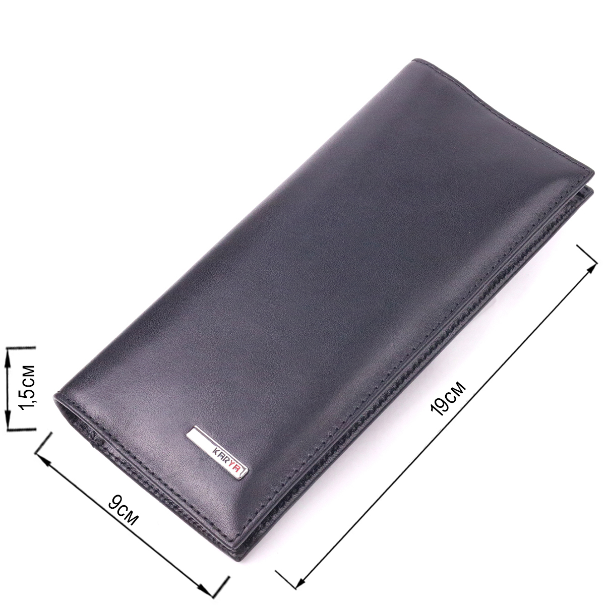 Класичний вертикальний гаманець з натуральної гладкої шкіри KARYA Чорний