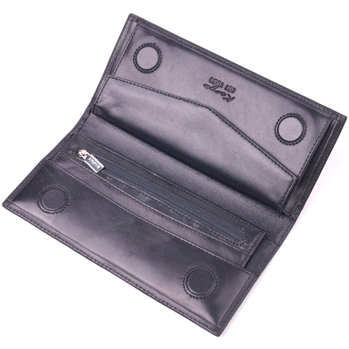 Класичний вертикальний гаманець з натуральної гладкої шкіри KARYA Чорний