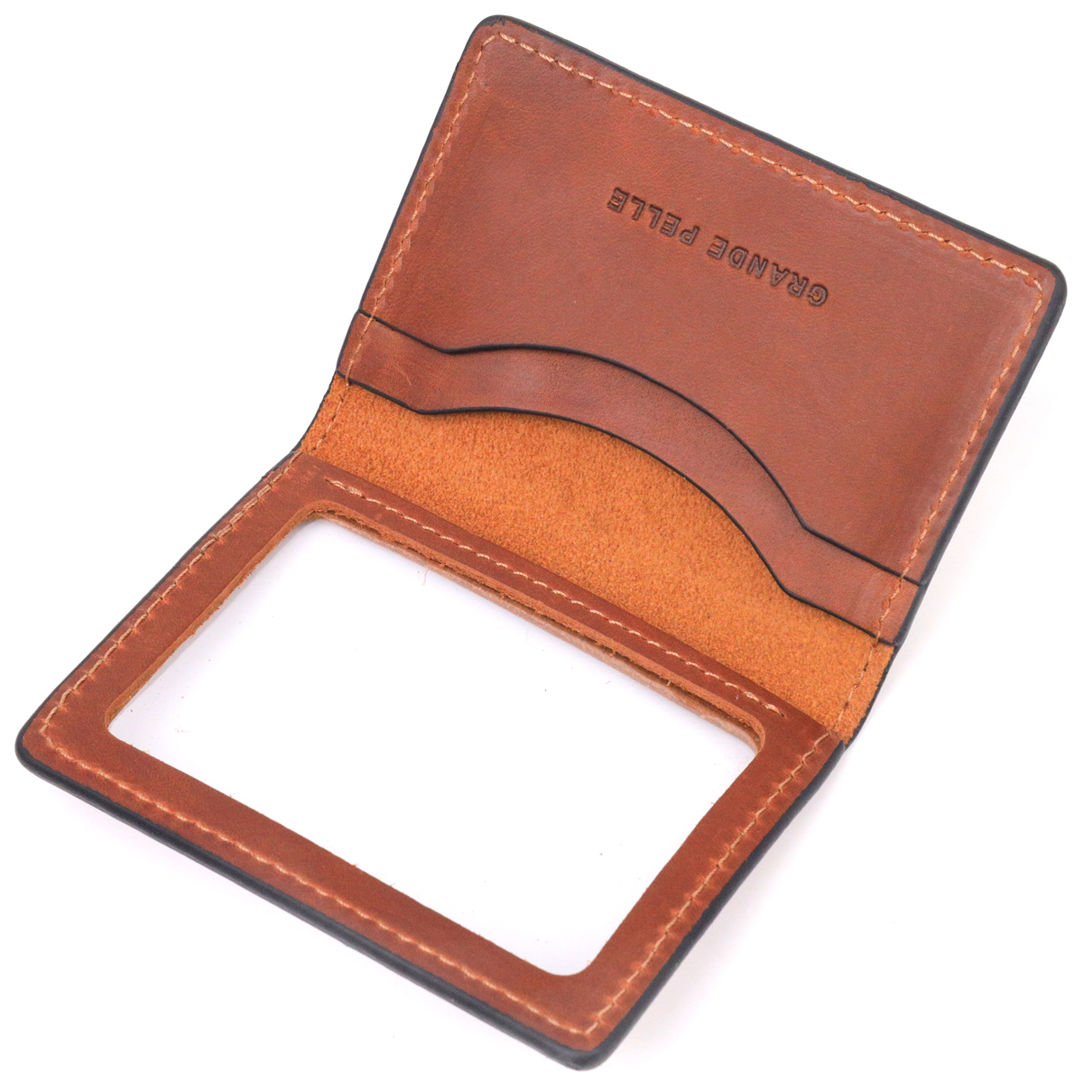 Відмінна обкладинка на автодокументи у вінтажній шкірі Слава ЗСУ GRANDE PELLE Світло-коричнева