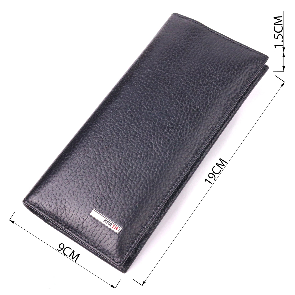Вертикальний чоловічий гаманець із натуральної зернистої шкіри KARYA Чорний