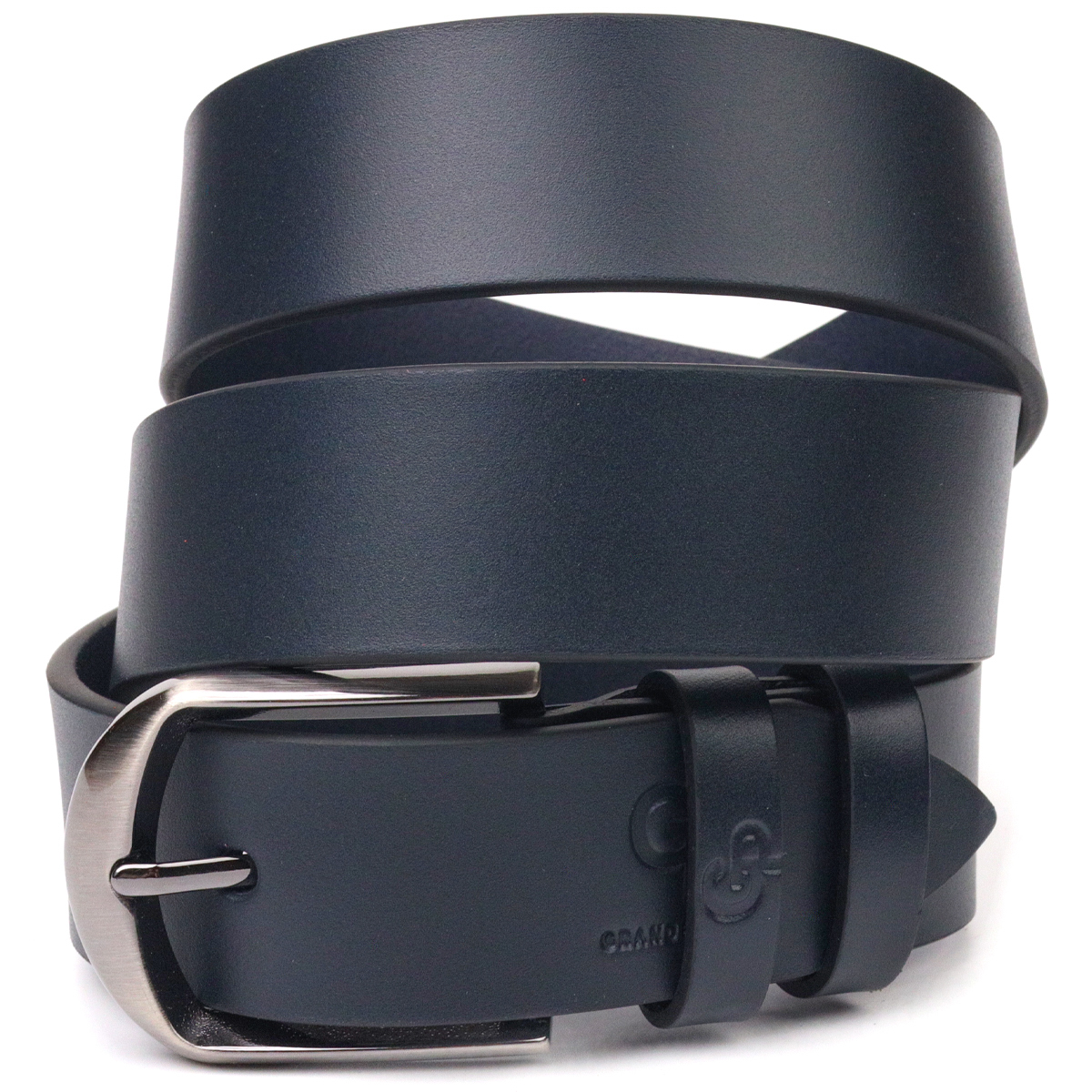 Добротный мужской ремень под брюки из натуральной кожи Grande Pelle Синий