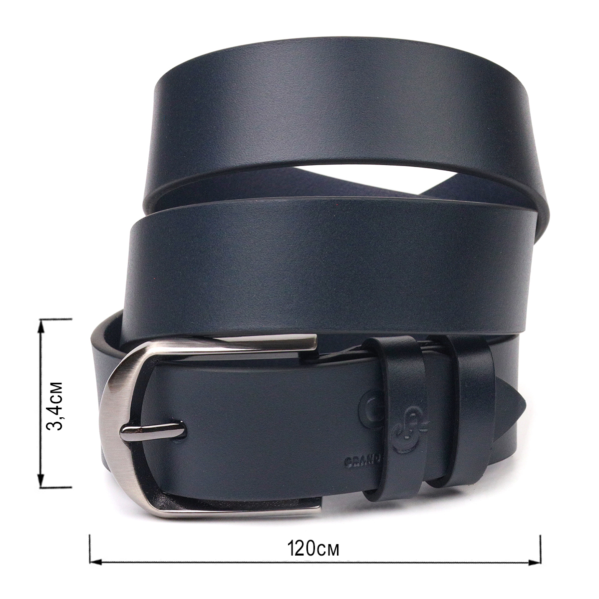 Добротный мужской ремень под брюки из натуральной кожи Grande Pelle Синий