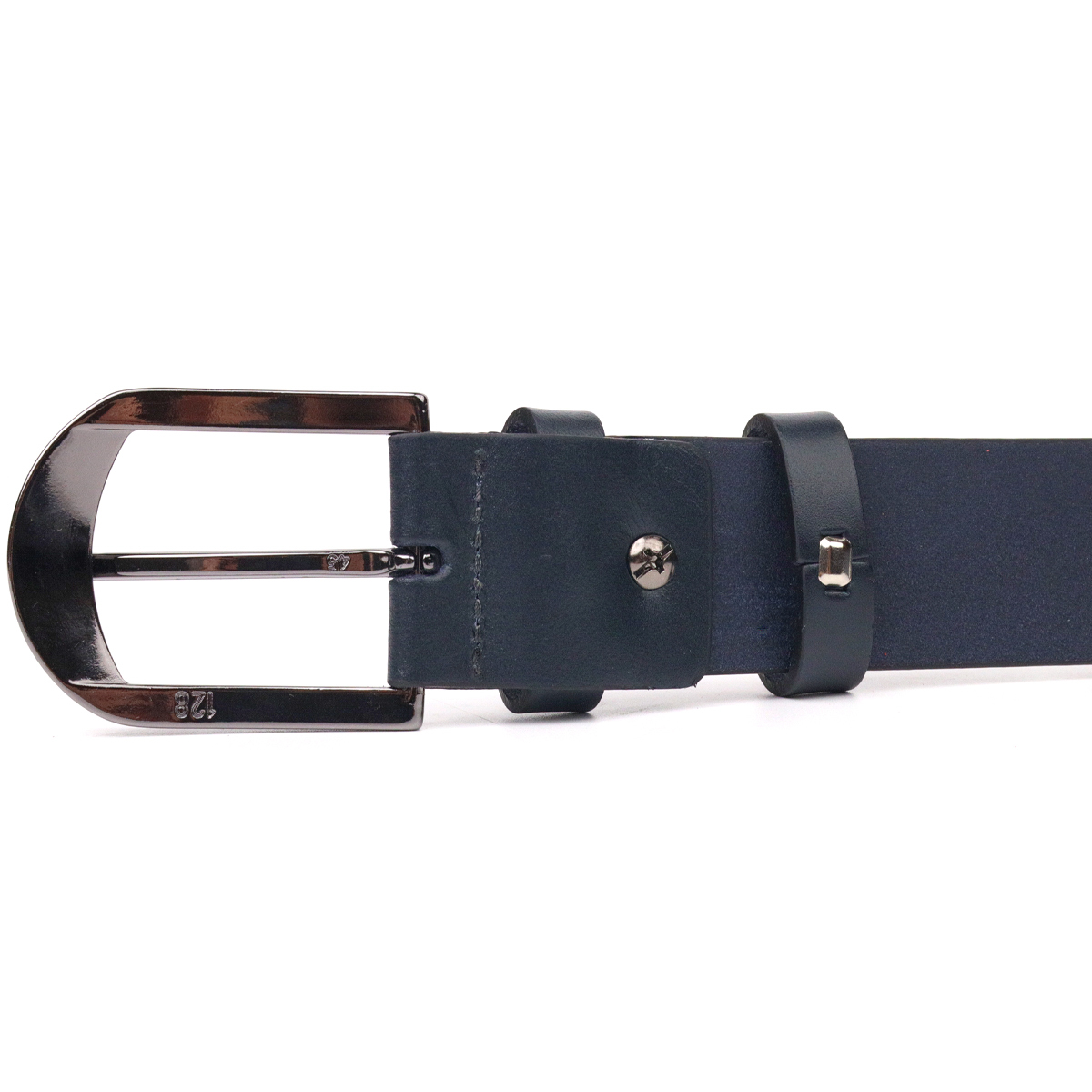 Добротный мужской ремень под брюки из натуральной кожи Grande Pelle Синий