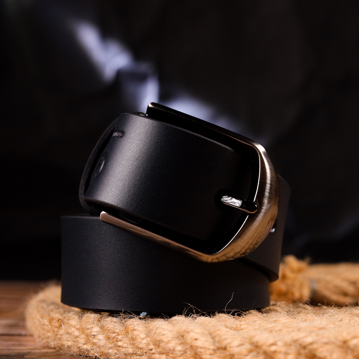 Добротный мужской ремень под брюки из натуральной кожи Grande Pelle Синий