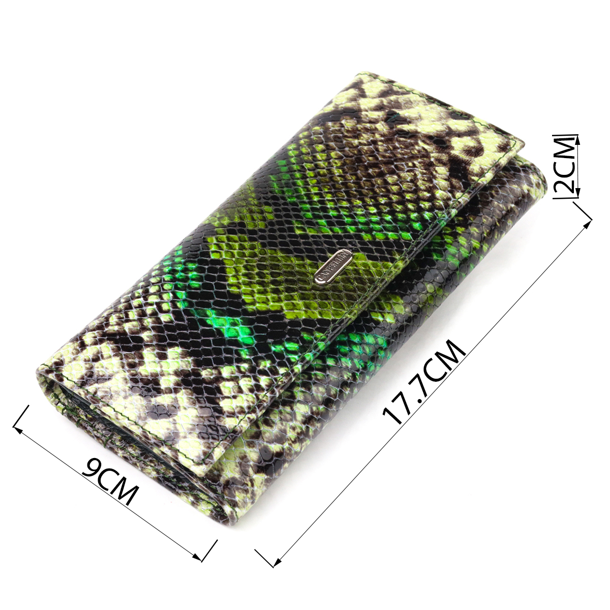 Гарний горизонтальний жіночий гаманець з натуральної шкіри з тисненням під змію CANPELLINI Різнокольоровий