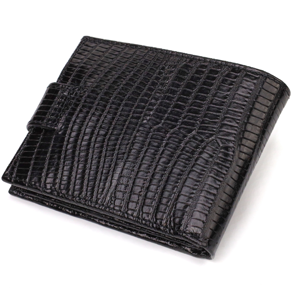 Невеликий фактурний чоловічий гаманець із натуральної шкіри з тисненням CANPELLINI Чорний