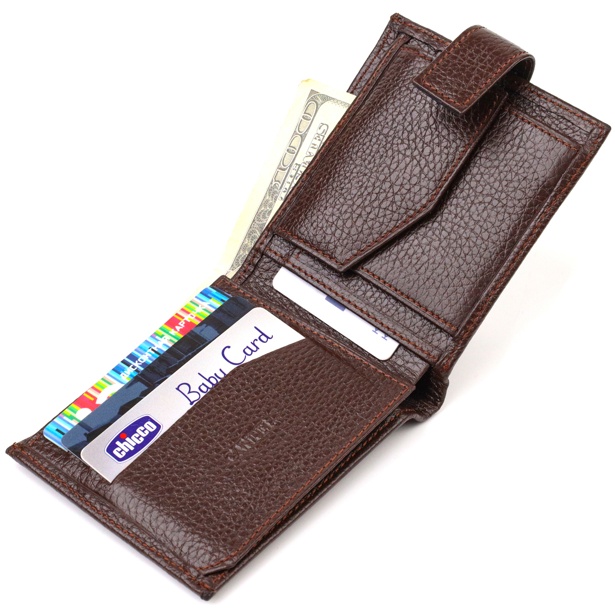 Гарний горизонтальний гаманець для чоловіків з натуральної шкіри флотар CANPELLINI Коричневый